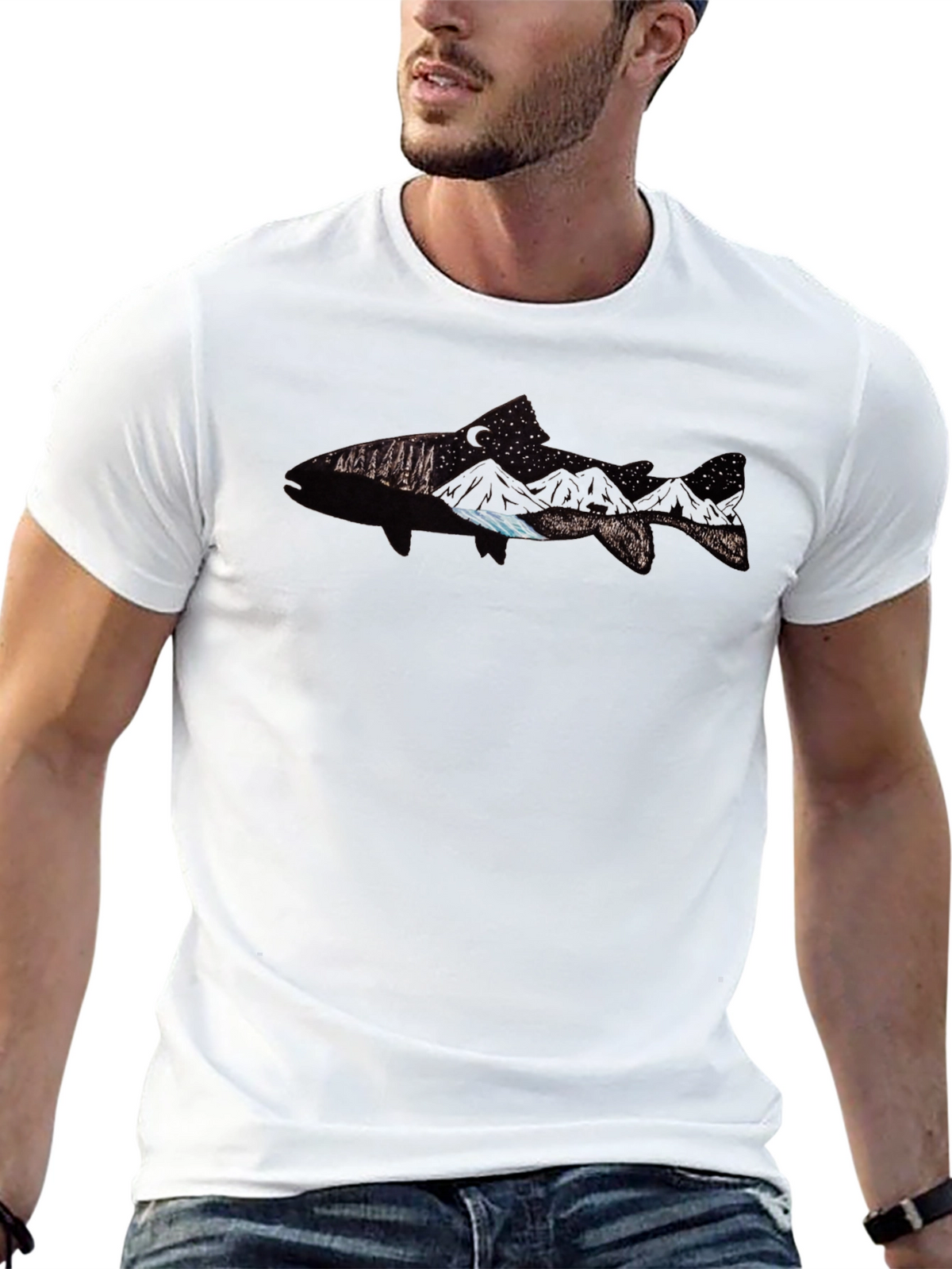 Fish Graphic Tee - Black Cotton Blend