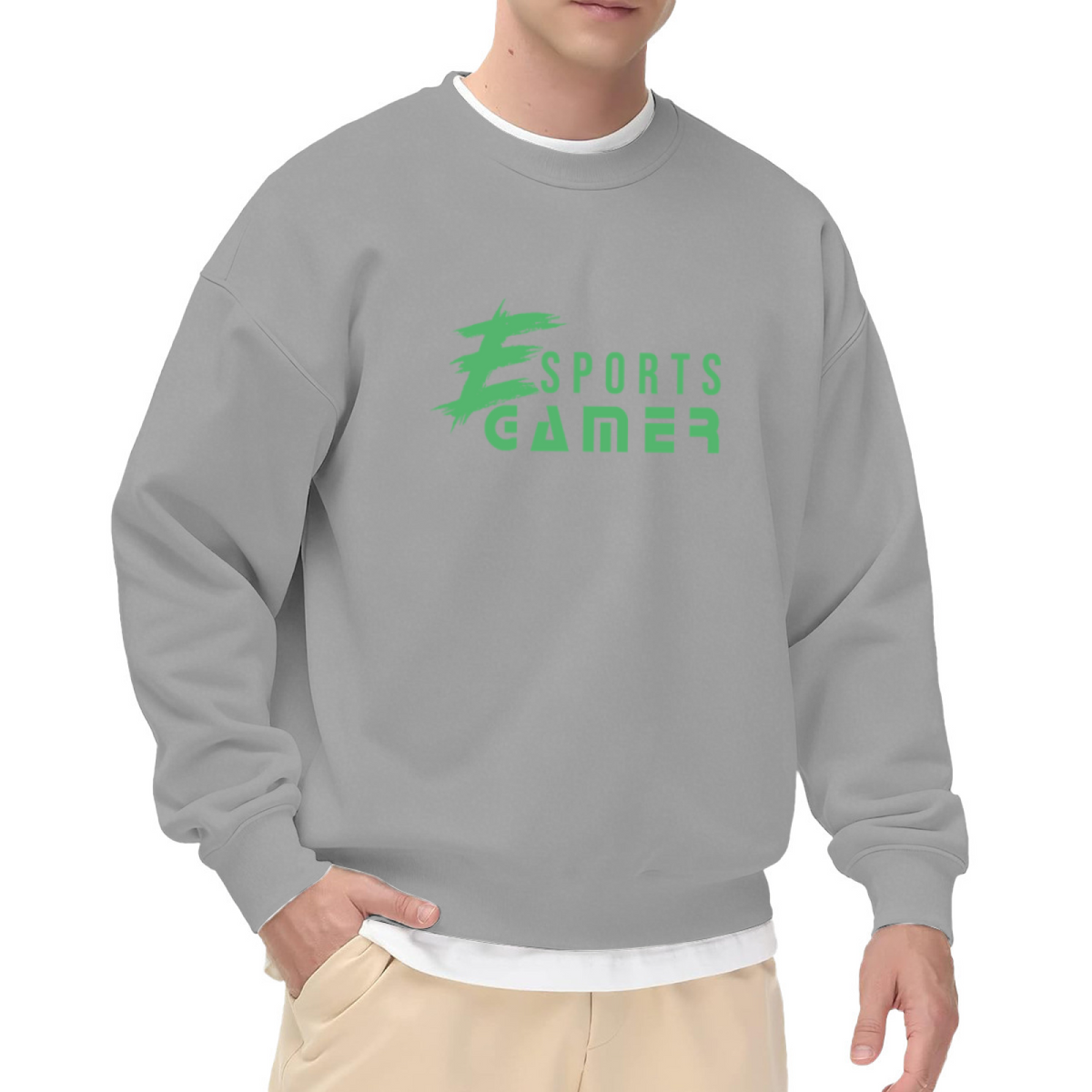 E Sports Gamer Green Brushstroke Logo Crewneck Sweatshirt | Esports Gaming Pullover, Gamer Gift