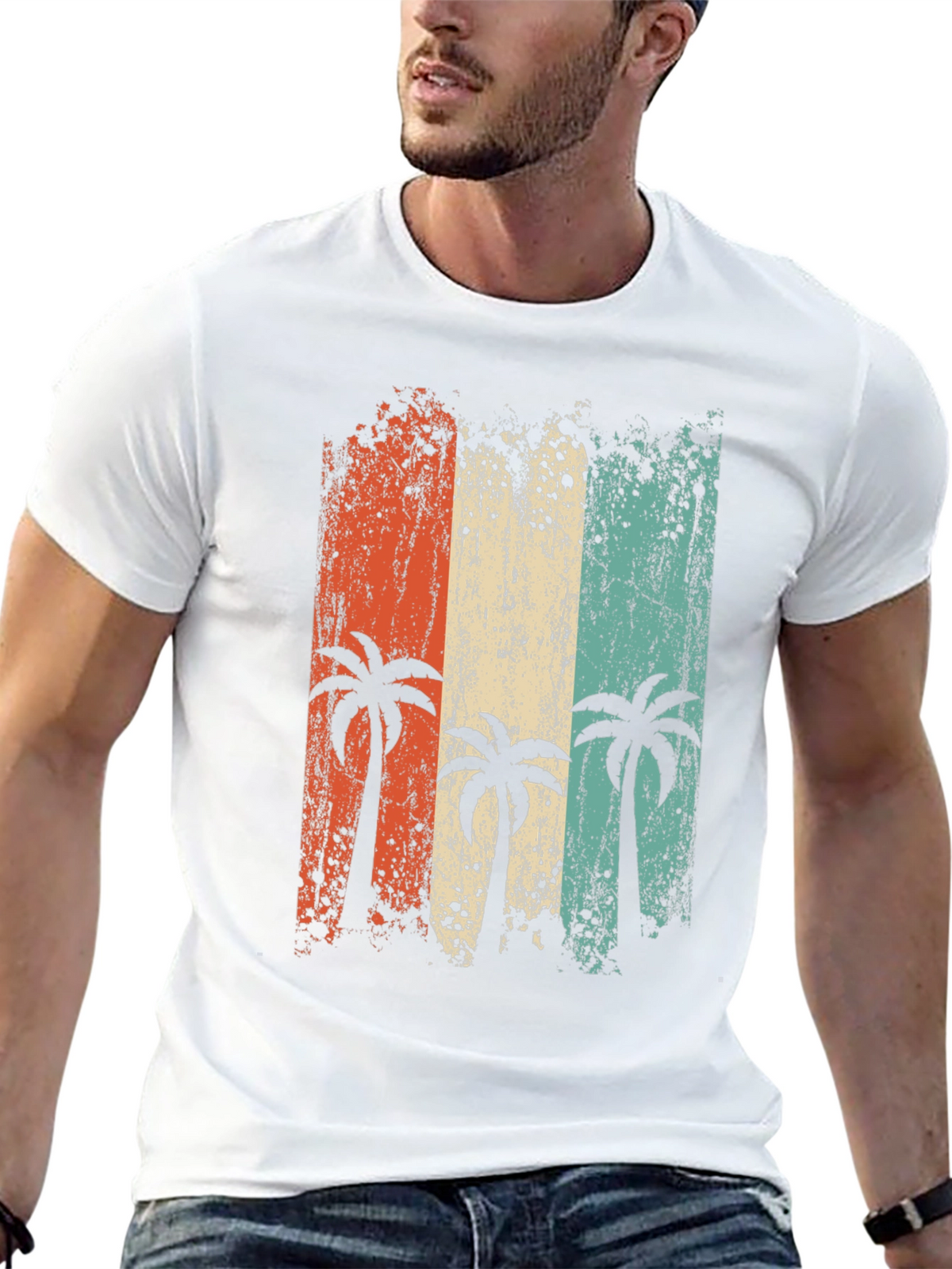 Retro Palm Tree Graphic Tee - Beach Vibes T-Shirt