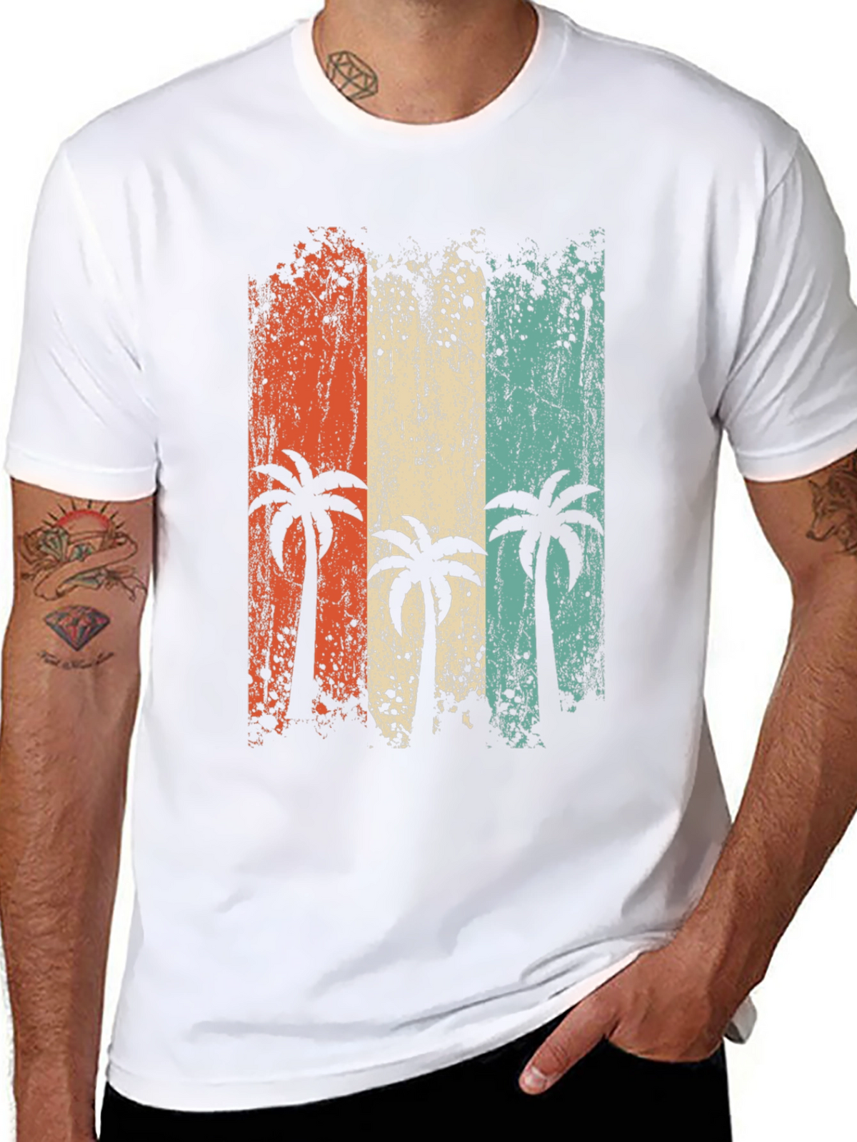 Retro Palm Tree Graphic Tee - Beach Vibes T-Shirt