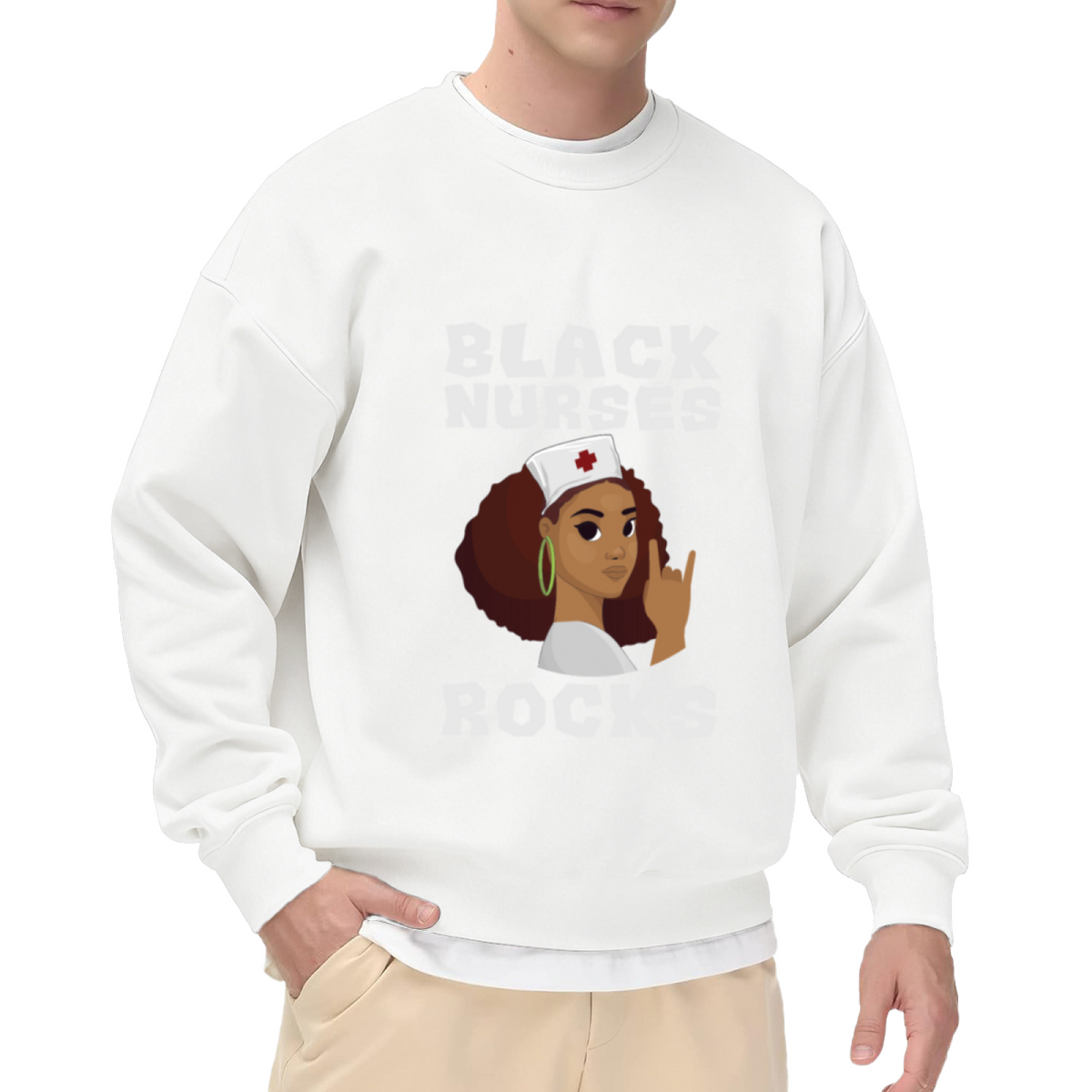 Black Nurses Rock Crewneck Sweatshirt - Proud Nurse Graphic Pullover, Nursing Student Gift, Healthcare Worker Top