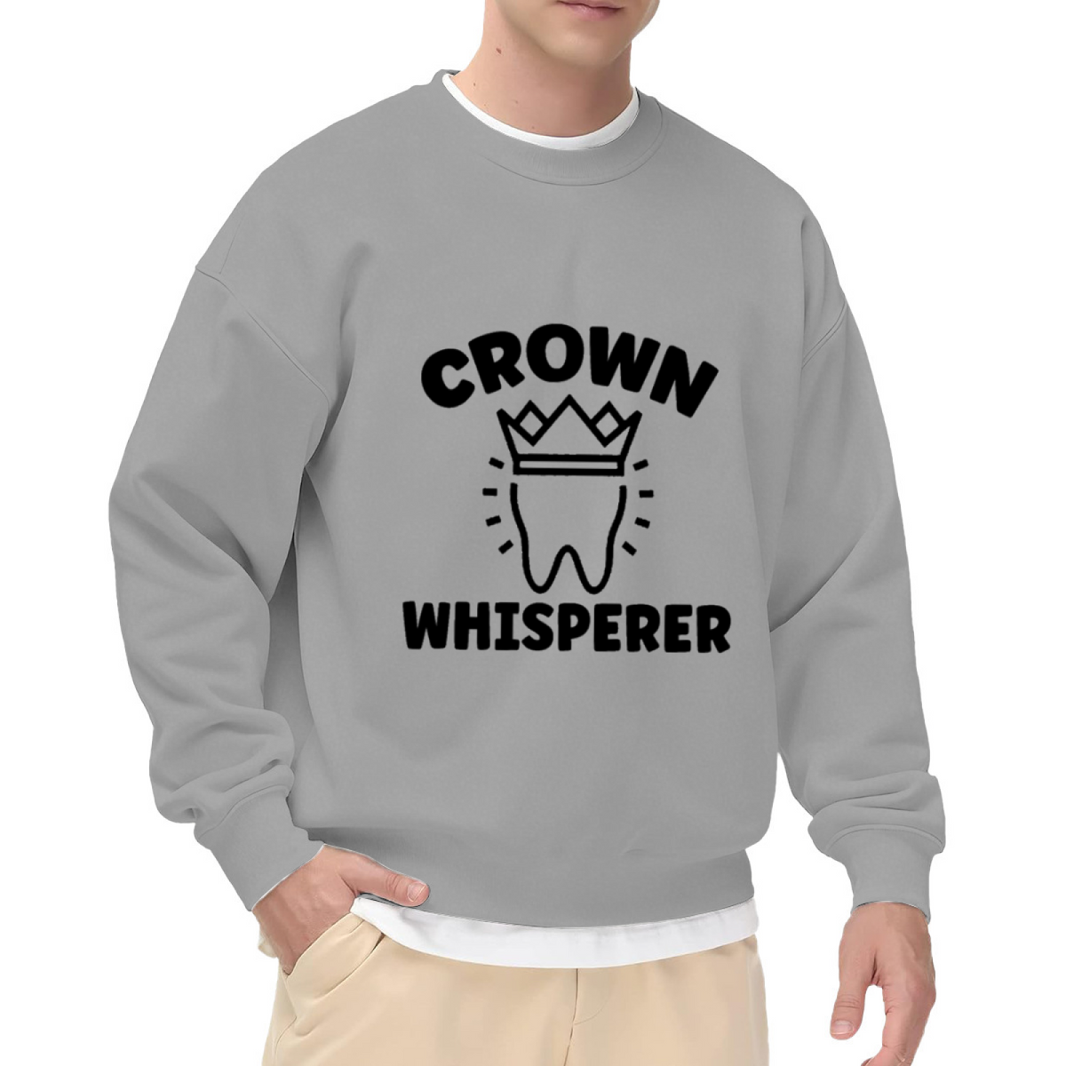 Crown Whisperer Tooth Crewneck Sweatshirt, Funny Dentist Dental Pullover, Orthodontist Gift