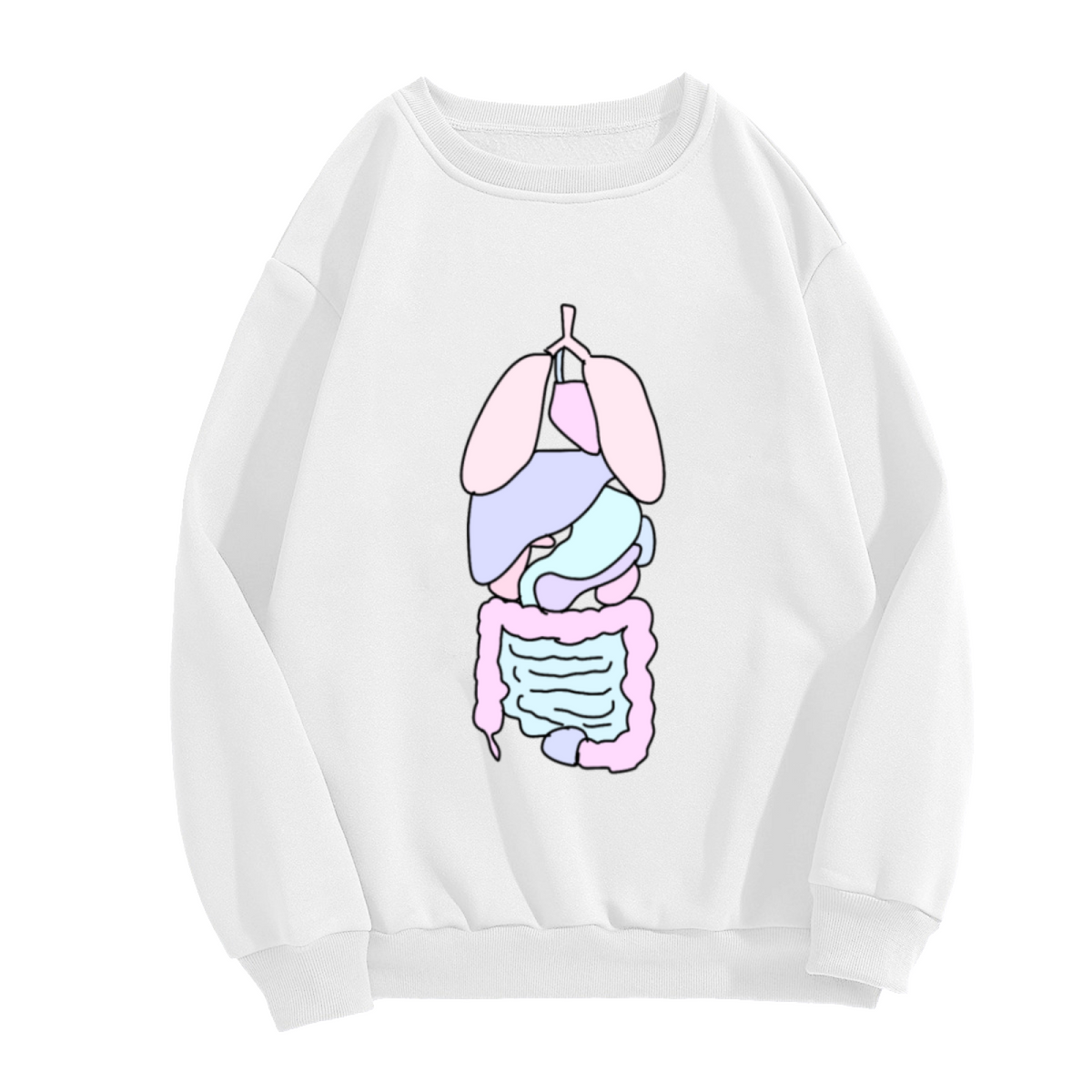 Pastel Internal Organs Anatomy Crewneck Sweatshirt | Quirky Human Body Graphic Pullover, Biology Medical Gift