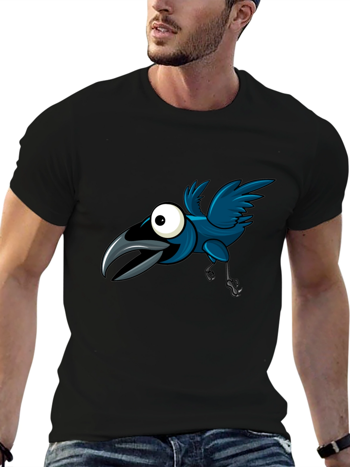 Cartoon Crow Graphic Tee - Fun & Unique Design