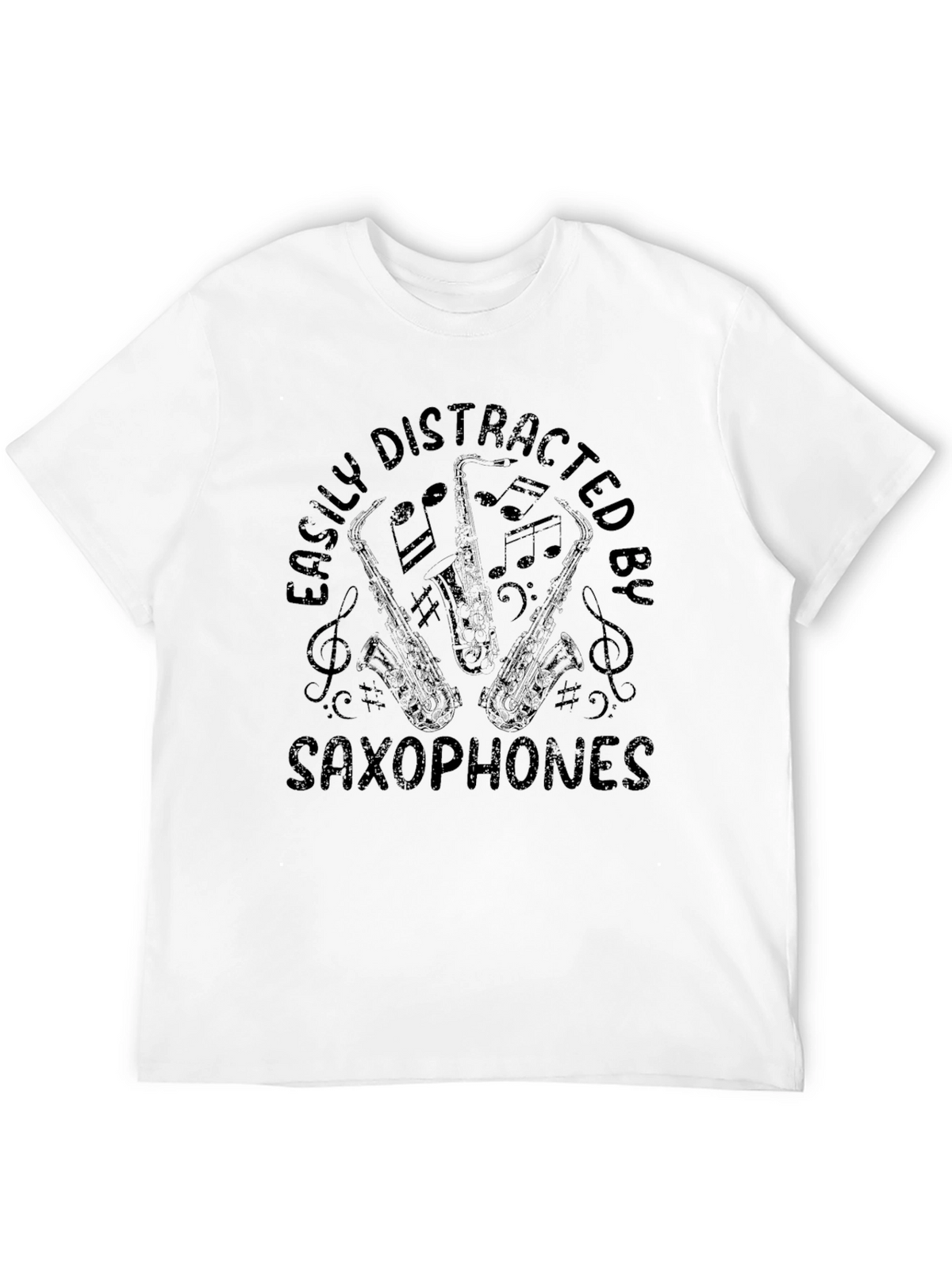 Easily Distracted by Saxophones Black Graphic Tee