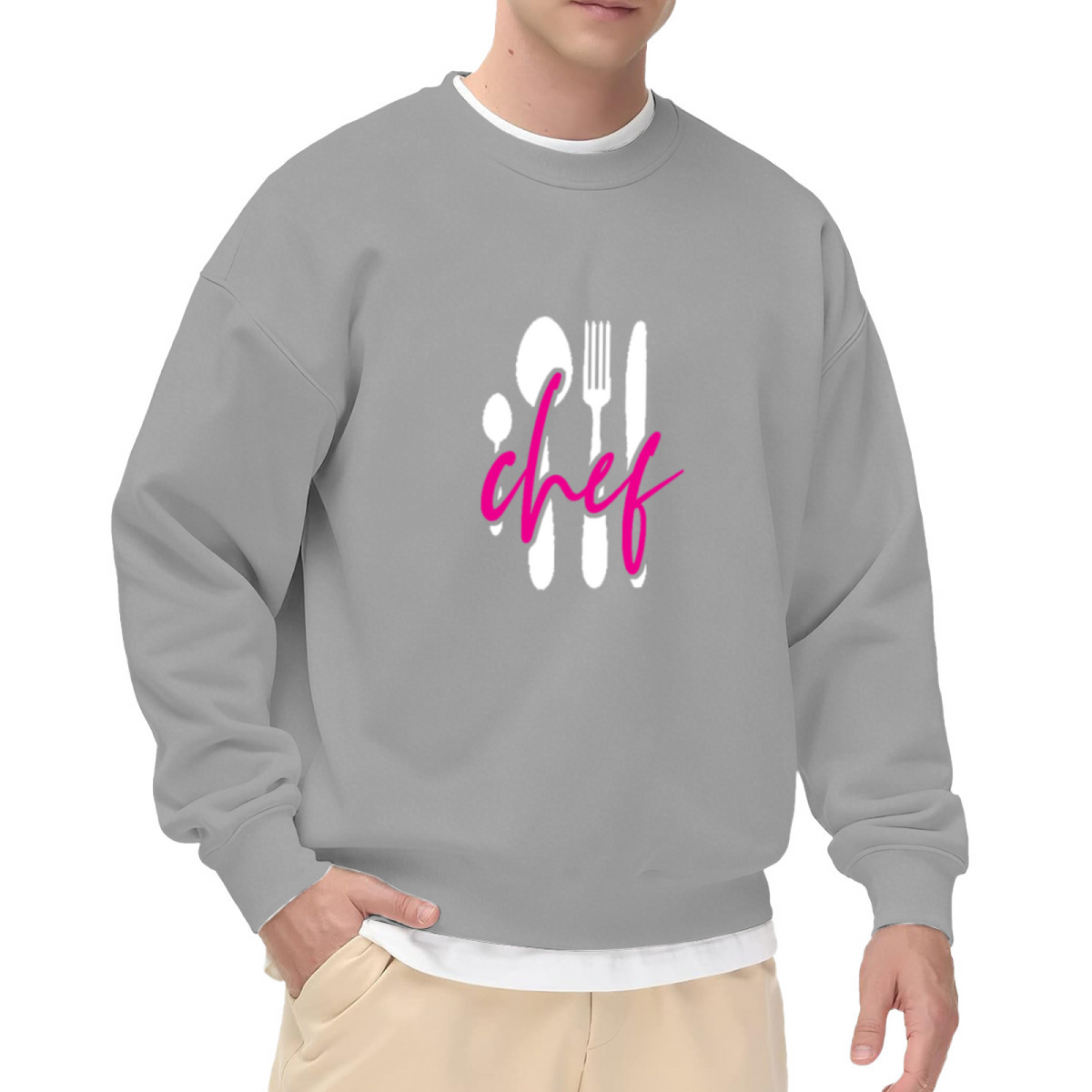 Chef Cutlery Crewneck Sweatshirt - Kitchen Cooking Graphic Pullover, Foodie Gift, Restaurant Cook Top
