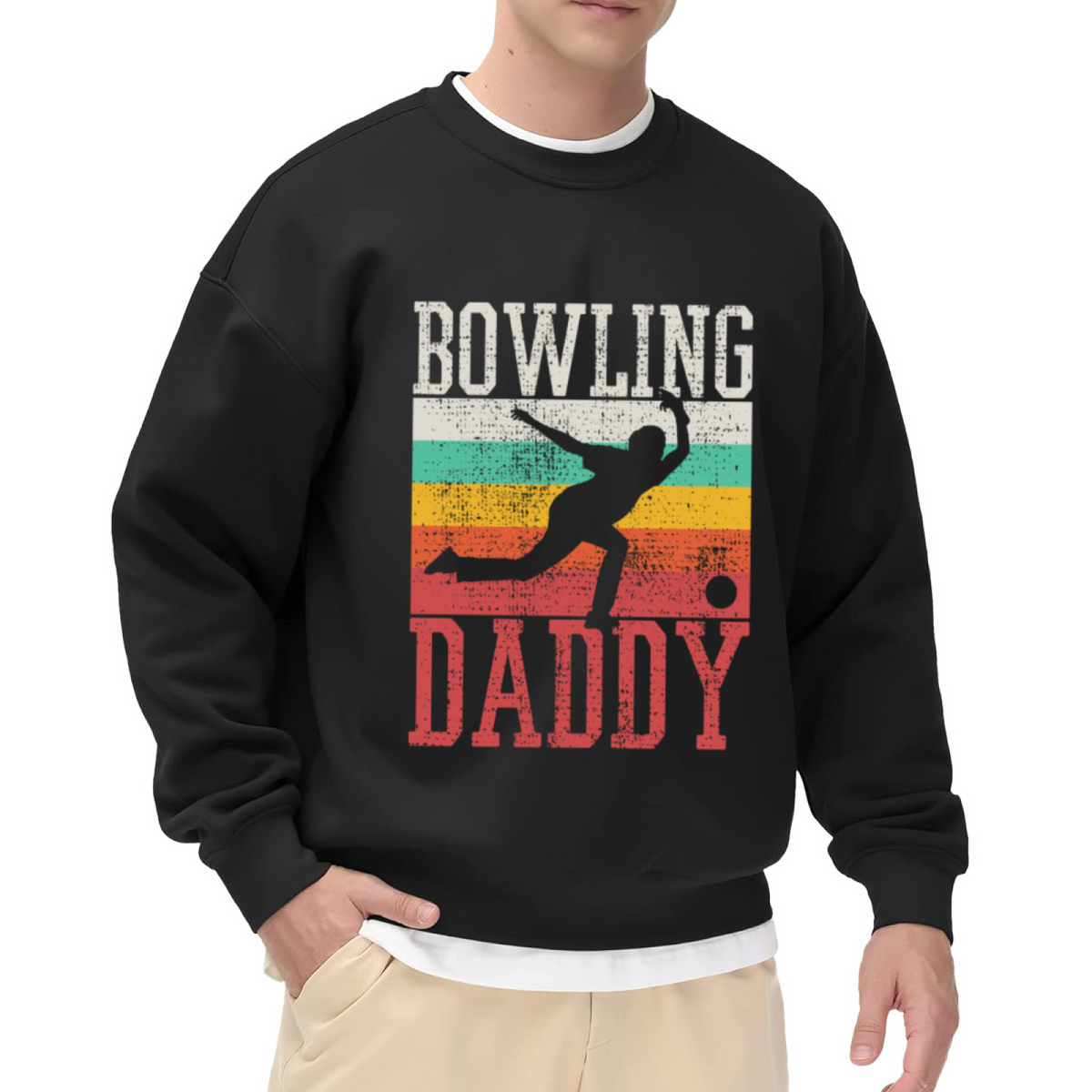 Retro Vintage BOWLING DADDY Crewneck Sweatshirt, Bowling Dad Graphic Apparel for Dads Who Love Bowling