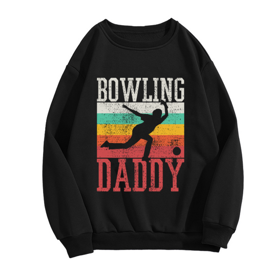 Retro Vintage BOWLING DADDY Crewneck Sweatshirt, Bowling Dad Graphic Apparel for Dads Who Love Bowling