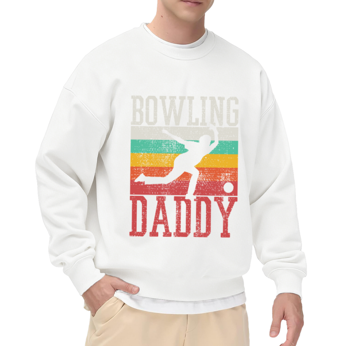 Retro Vintage BOWLING DADDY Crewneck Sweatshirt, Bowling Dad Graphic Apparel for Dads Who Love Bowling