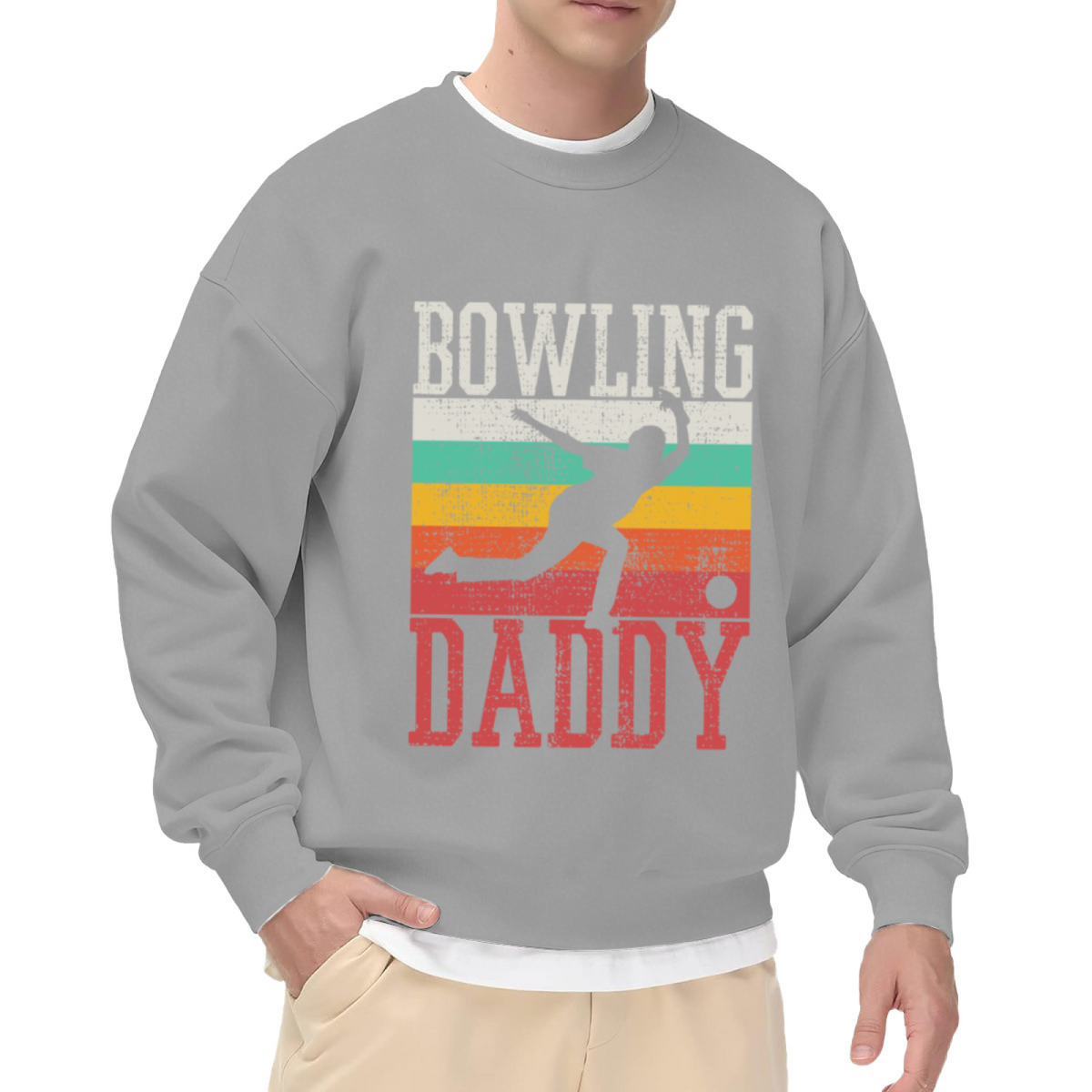 Retro Vintage BOWLING DADDY Crewneck Sweatshirt, Bowling Dad Graphic Apparel for Dads Who Love Bowling