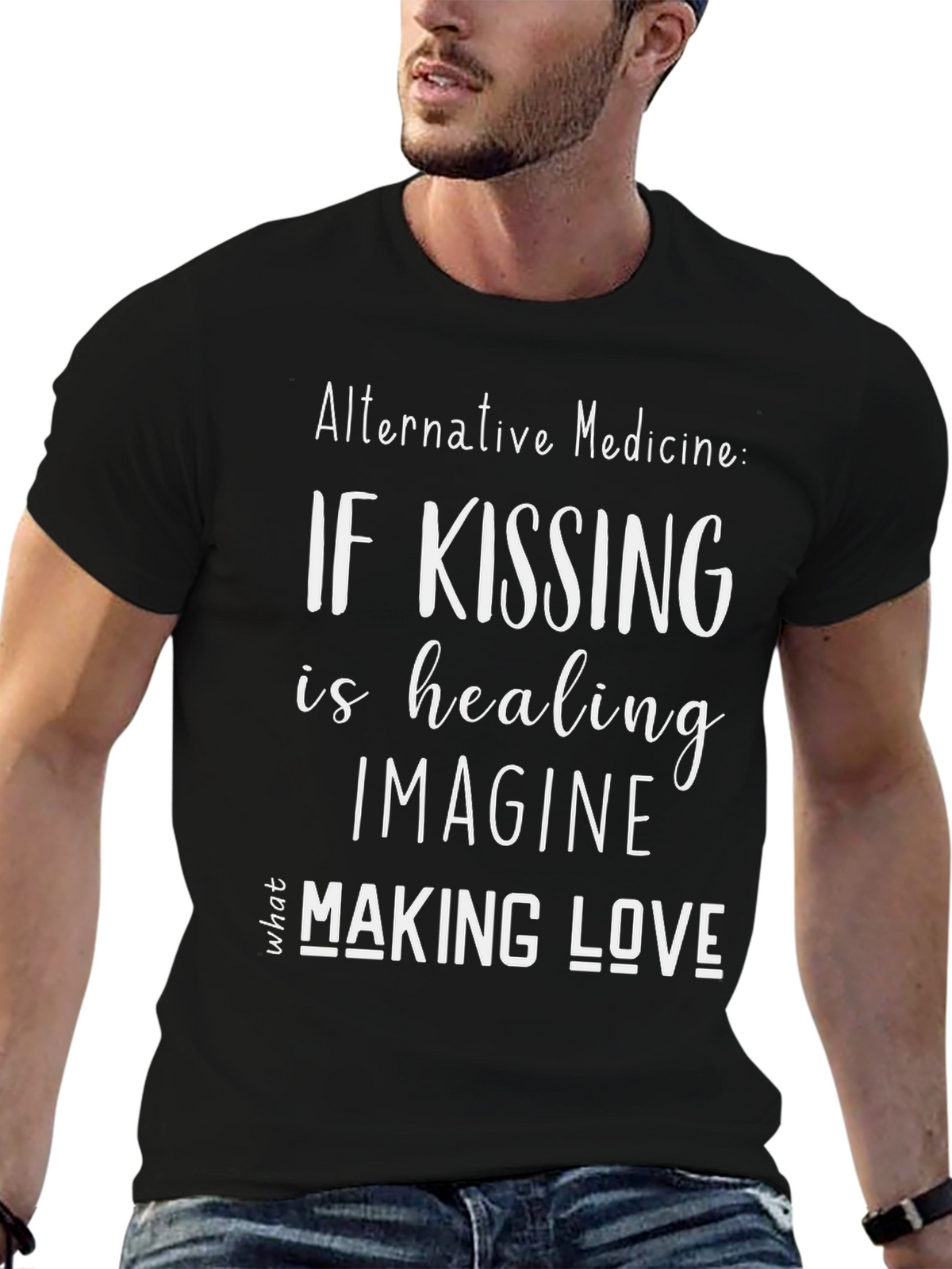 Alternative Medicine Kissing & Love Black T-Shirt