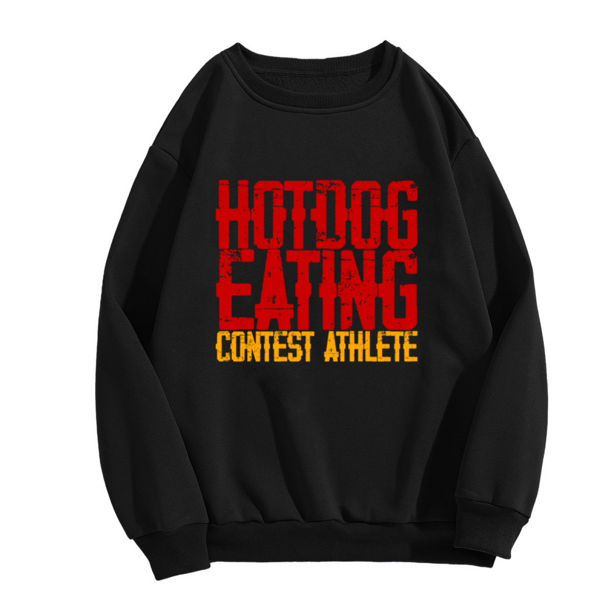 Hotdog Eating Contest Athlete Funny Distressed Crewneck Sweatshirt | Competitive Eating Humor Pullover, Gag Gift