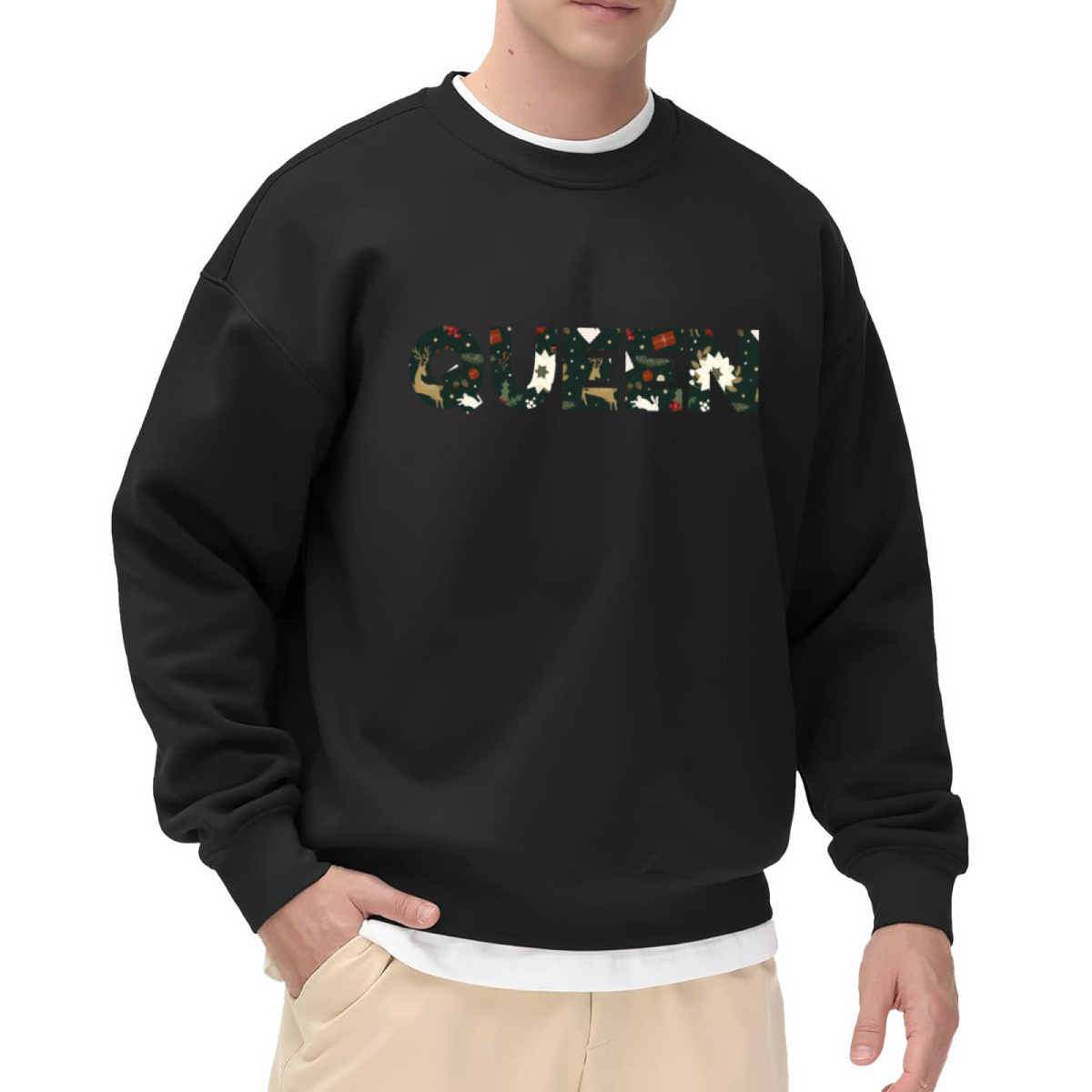 Christmas Queen Letter Crewneck Sweatshirt - Festive Holiday Monogram Pullover, Christmas Gift For Her, Xmas Graphic Top