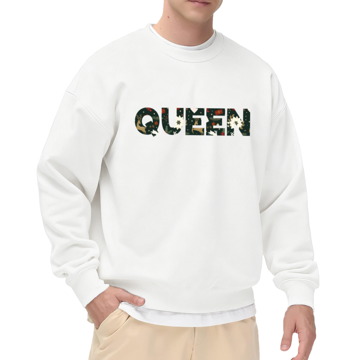 Christmas Queen Letter Crewneck Sweatshirt - Festive Holiday Monogram Pullover, Christmas Gift For Her, Xmas Graphic Top