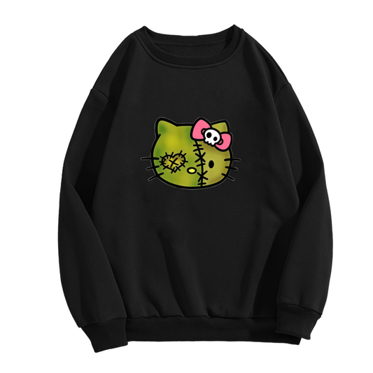 Spooky Stitch Zombie Hello Kitty Edgy Crewneck Sweatshirt