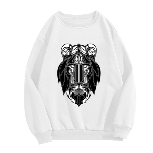 Abstract Bear Head Sweatshirt | Gothic Line Art Animal Graphic Crewneck, Minimalist Symmetrical Pullover Top, Bear Lover Gift for Men Women