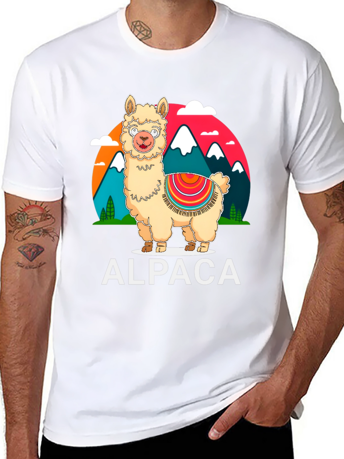 Alpaca Graphic Tee - Mountain Design T-Shirt