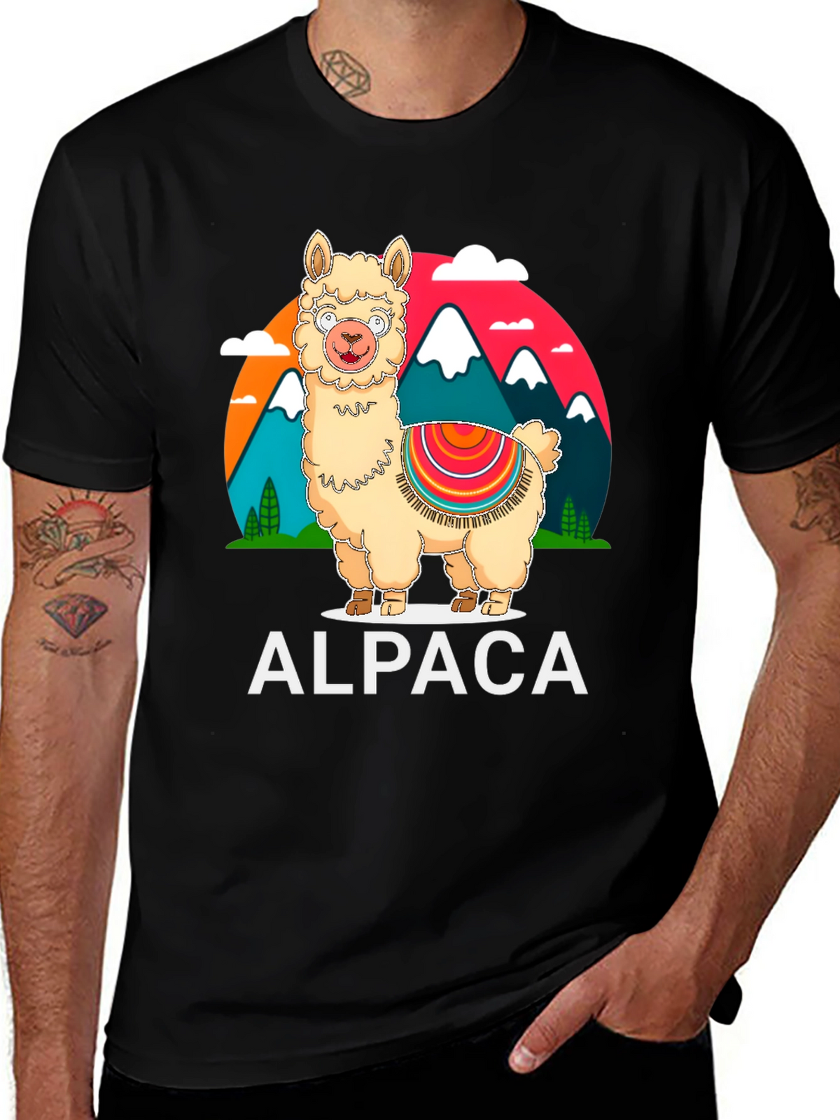 Alpaca Graphic Tee - Mountain Design T-Shirt