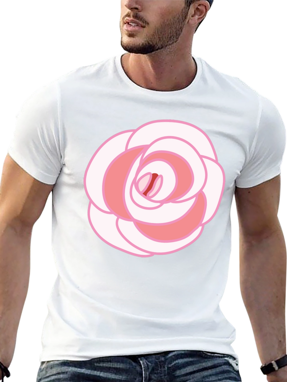 Rose Graphic T-Shirt - Black Cotton Blend