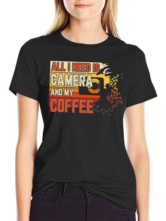 Camera and Coffee Graphic Tee - Photographer Gift