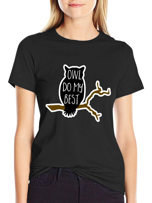 Owl Do My Best Black Graphic Tee