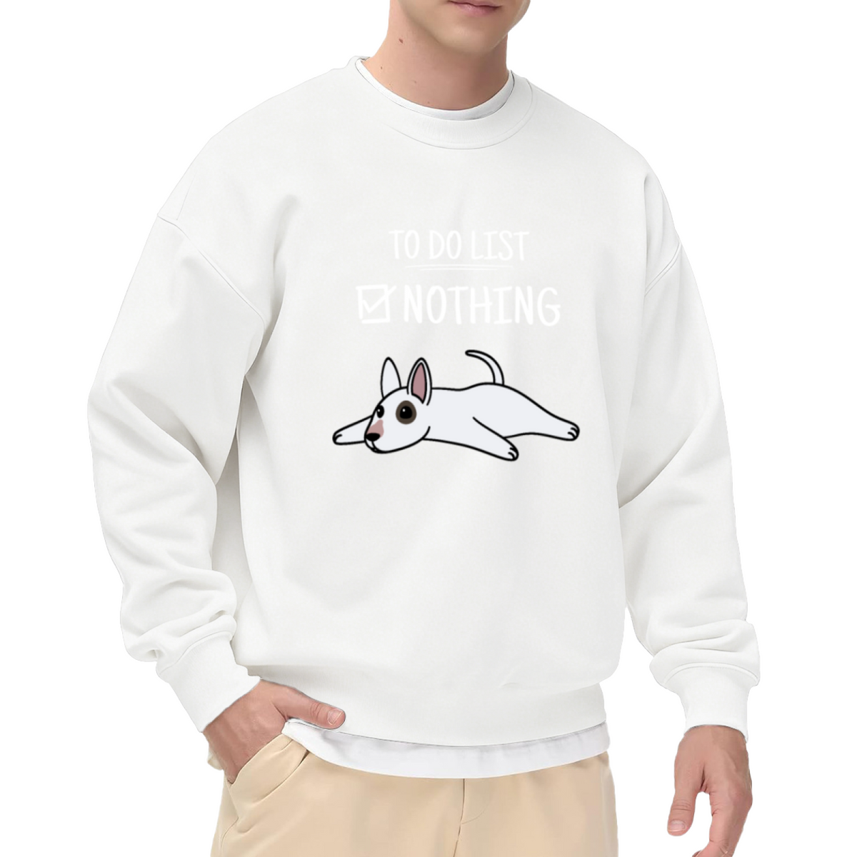 To Do List Nothing Lazy Bull Terrier Crewneck Sweatshirt | Funny Dog Procrastination Pullover, Dog Lover Gift