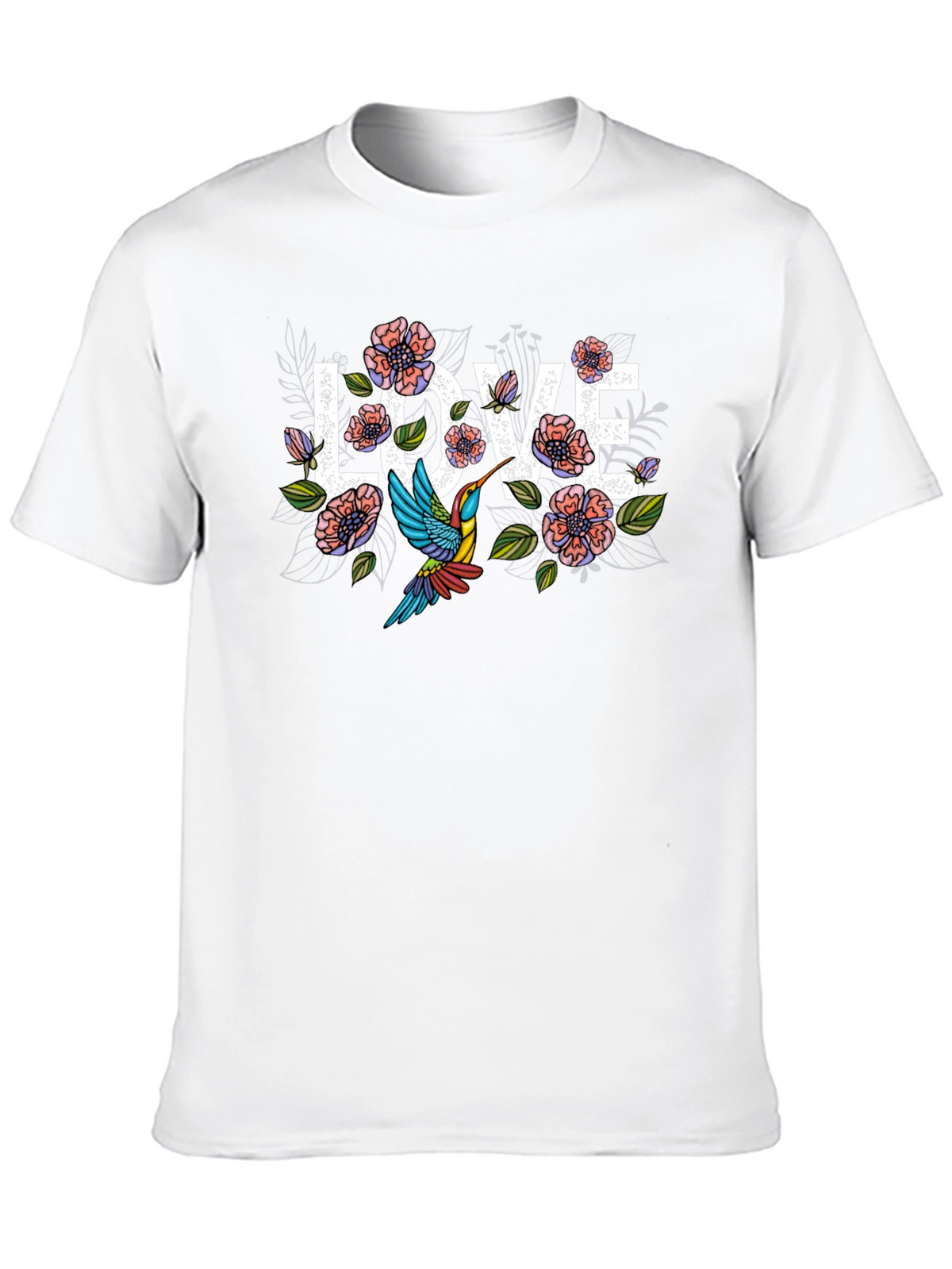 Floral Love Hummingbird Graphic T-Shirt