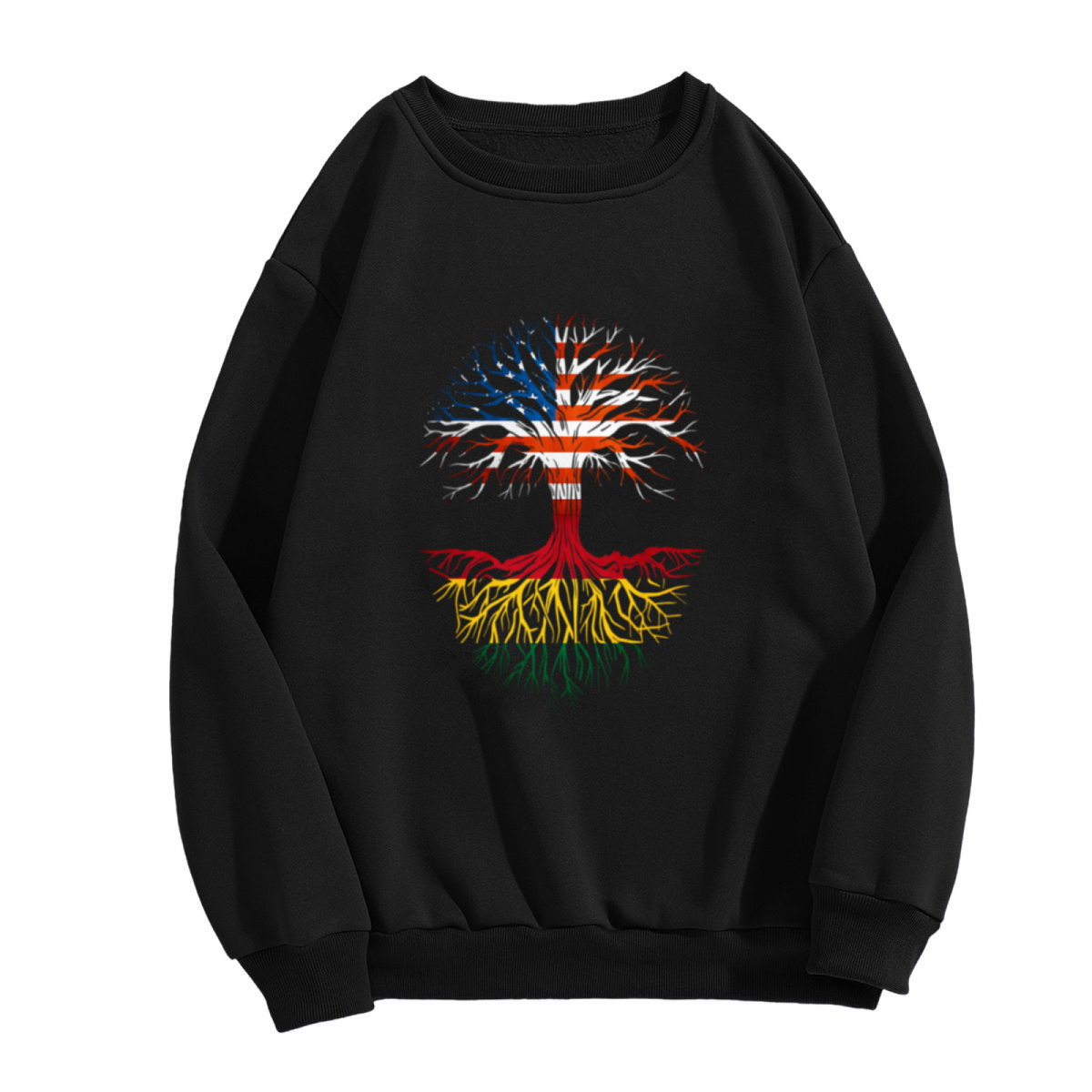 United Tree Of Life Crewneck Sweatshirt - Patriotic USA Flag Tree Graphic, American Heritage Pullover, 4th Of July Top