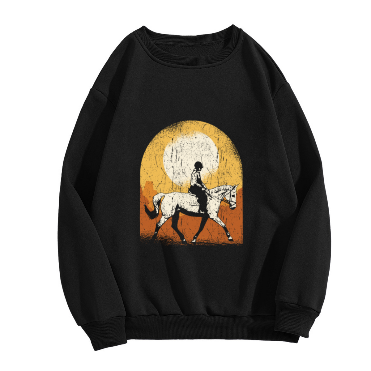 Desert Horse Rider Vintage Crewneck Sweatshirt, Western Sunset Pullover, Horse Lover Gift
