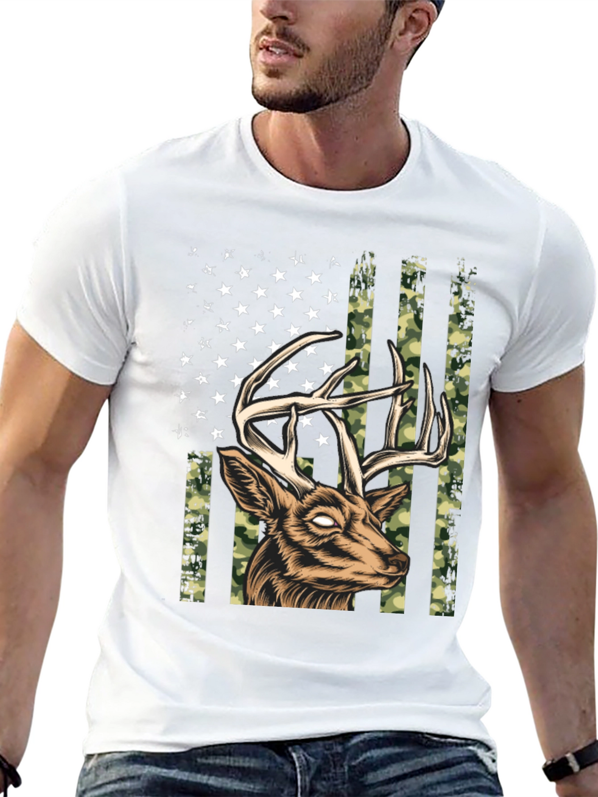 Deer American Flag Graphic Tee
