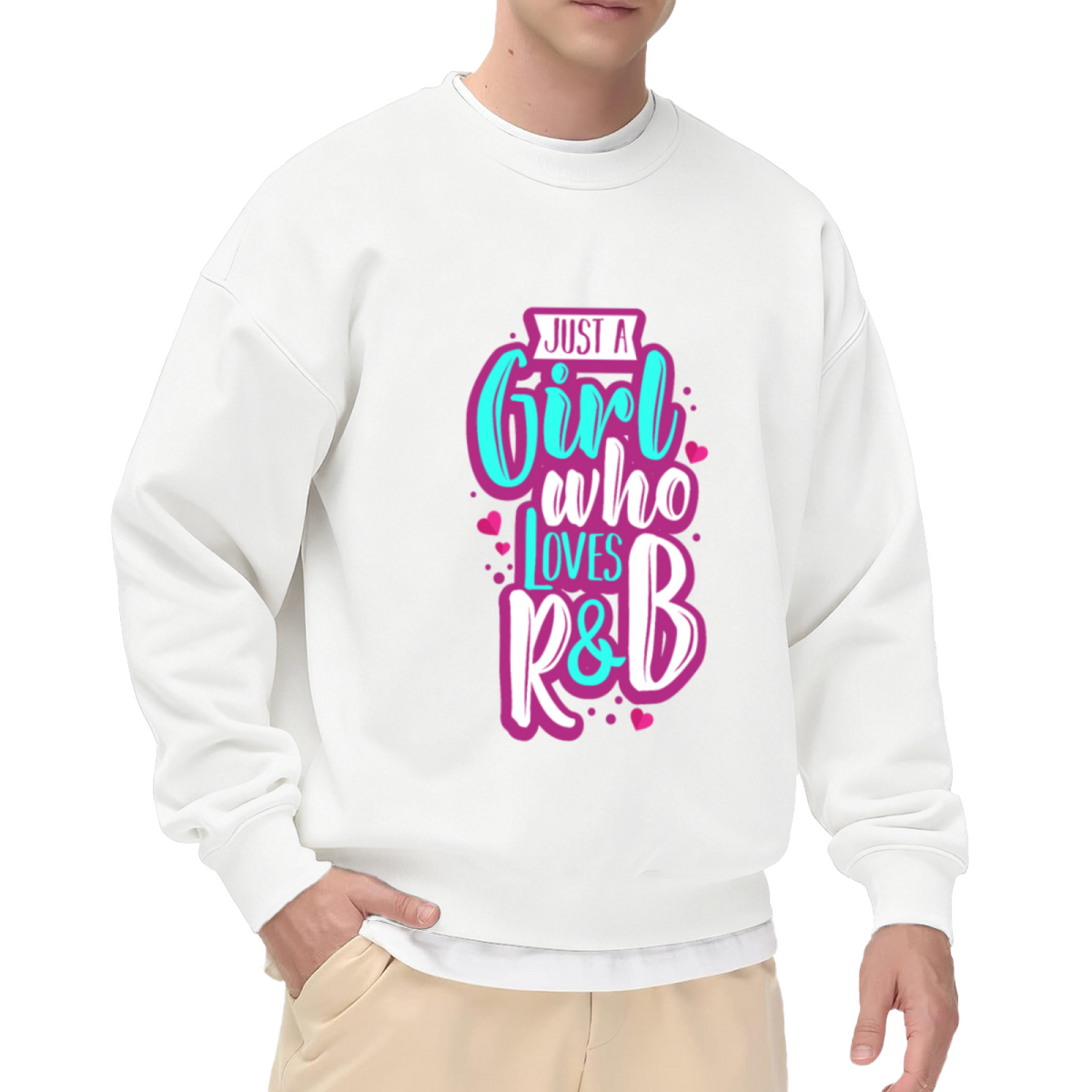 Just A Girl Who Loves R&B Retro Style Crewneck Sweatshirt for Music Lovers