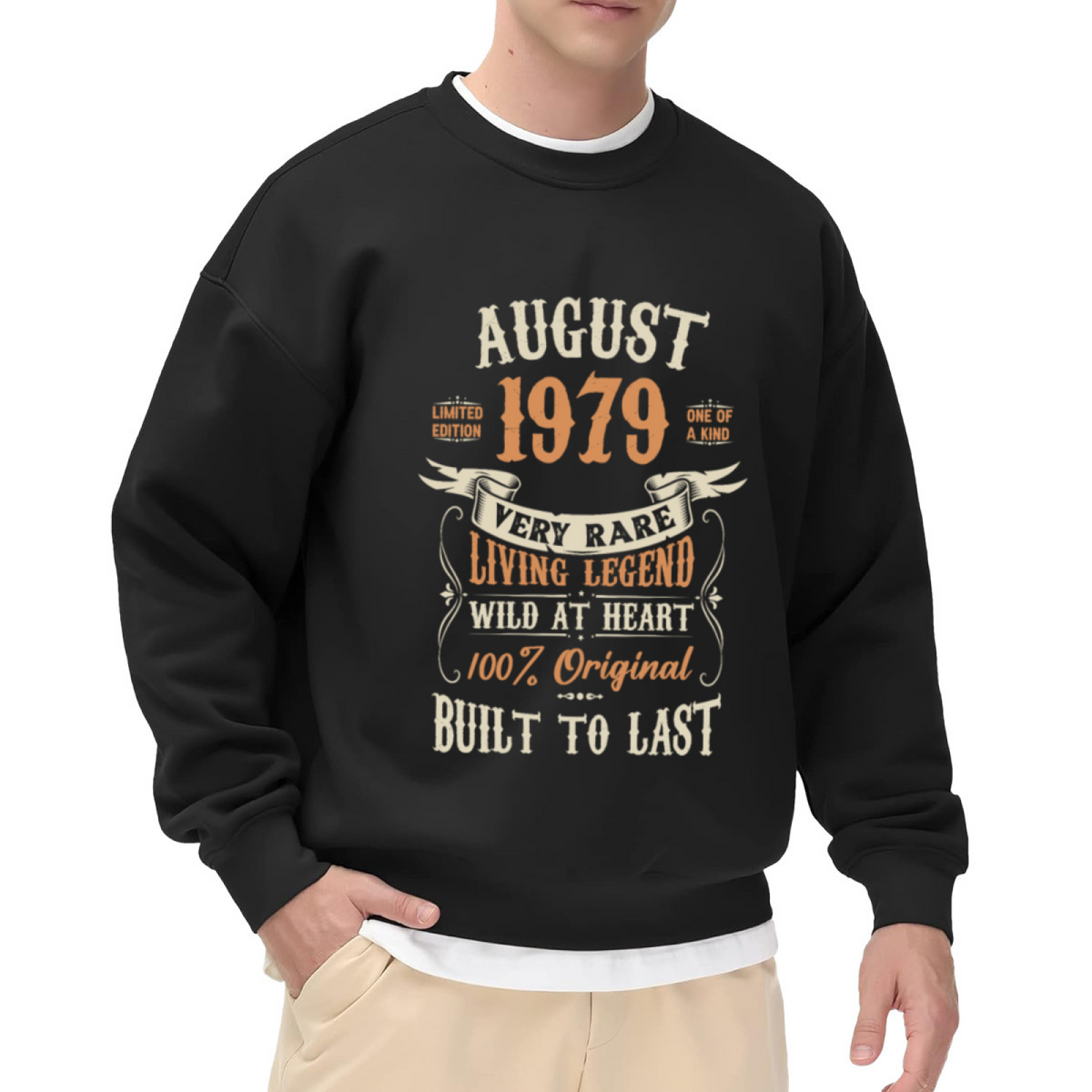 Vintage Crewneck Sweatshirt August 1979 Living Legend Built to Last Design