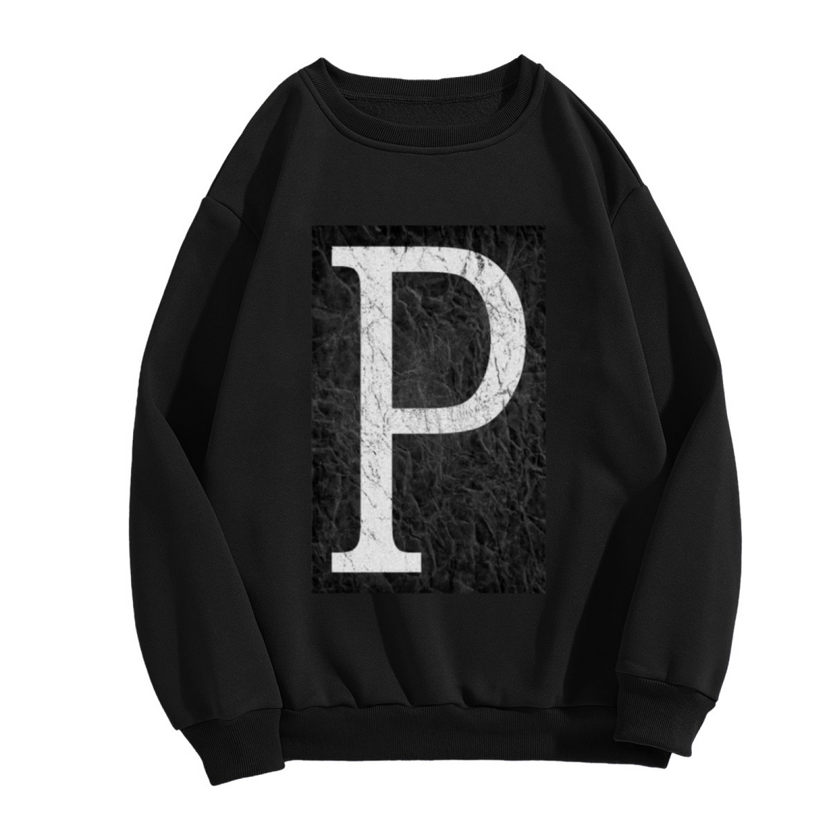 Letter P Marble Texture Crewneck Sweatshirt, Stone Monogram Pullover, Personalized Initial Gift