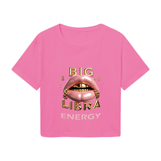 Big Libra Energy Gold Lips Hot Crop Top