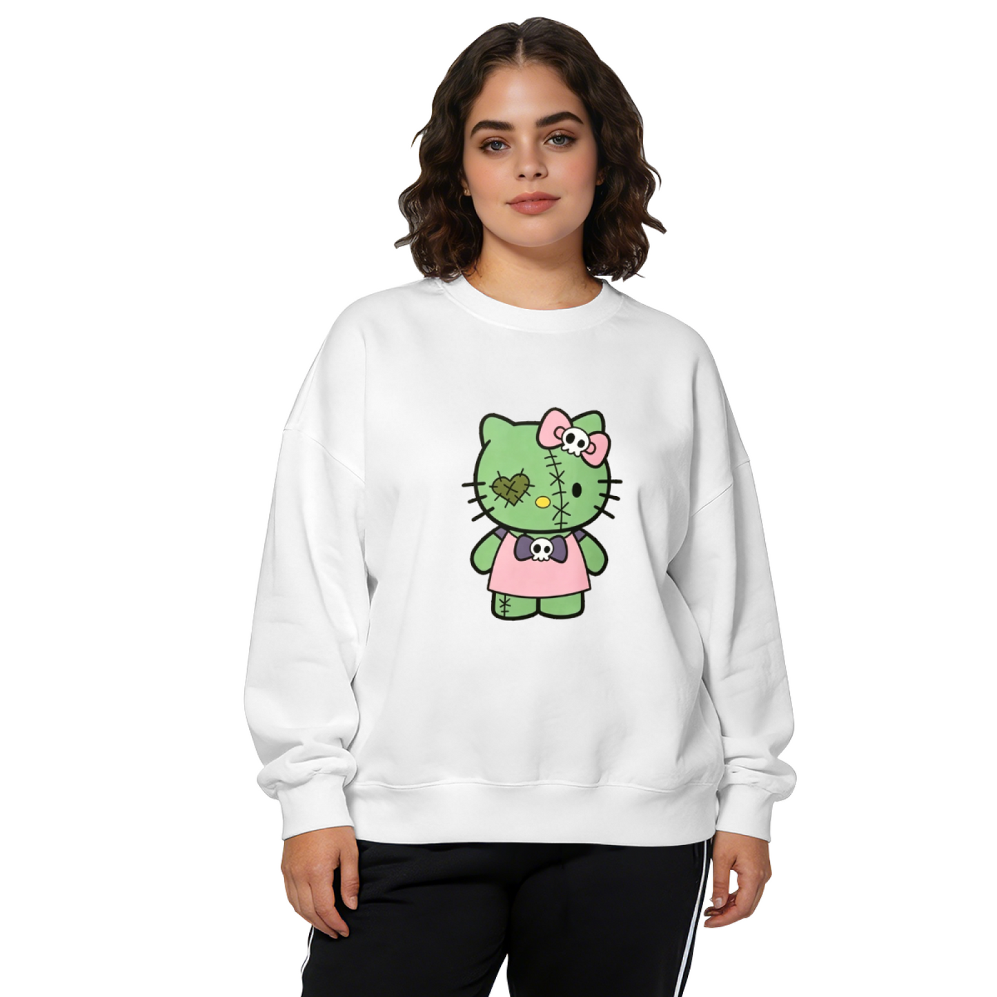 Spooky Zombie Hello Kitty Gothic Crewneck Sweatshirt