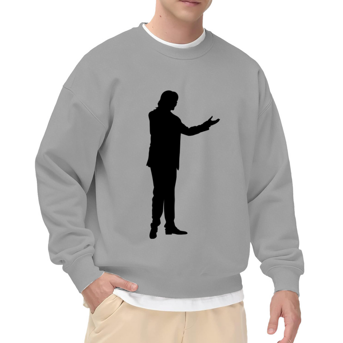 Man In Suit Silhouette Crewneck Sweatshirt, Minimalist Presenter Graphic Pullover, Business Gift