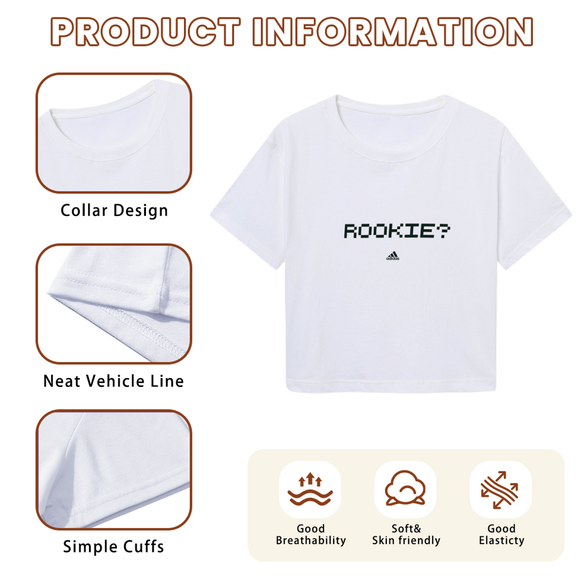 Rookie Pixel Letter Print Streetwear Crop Tee