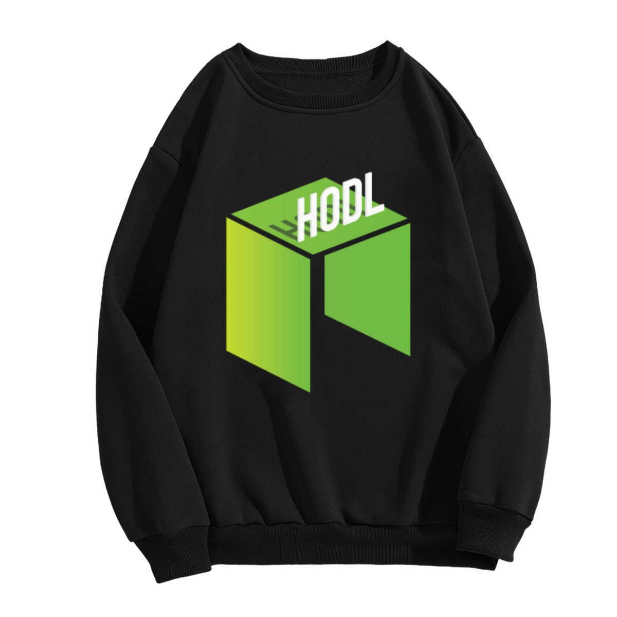 HODL Isometric 3D Cube Crypto Crewneck Sweatshirt | Cryptocurrency Holder Minimalist Pullover, Blockchain Gift