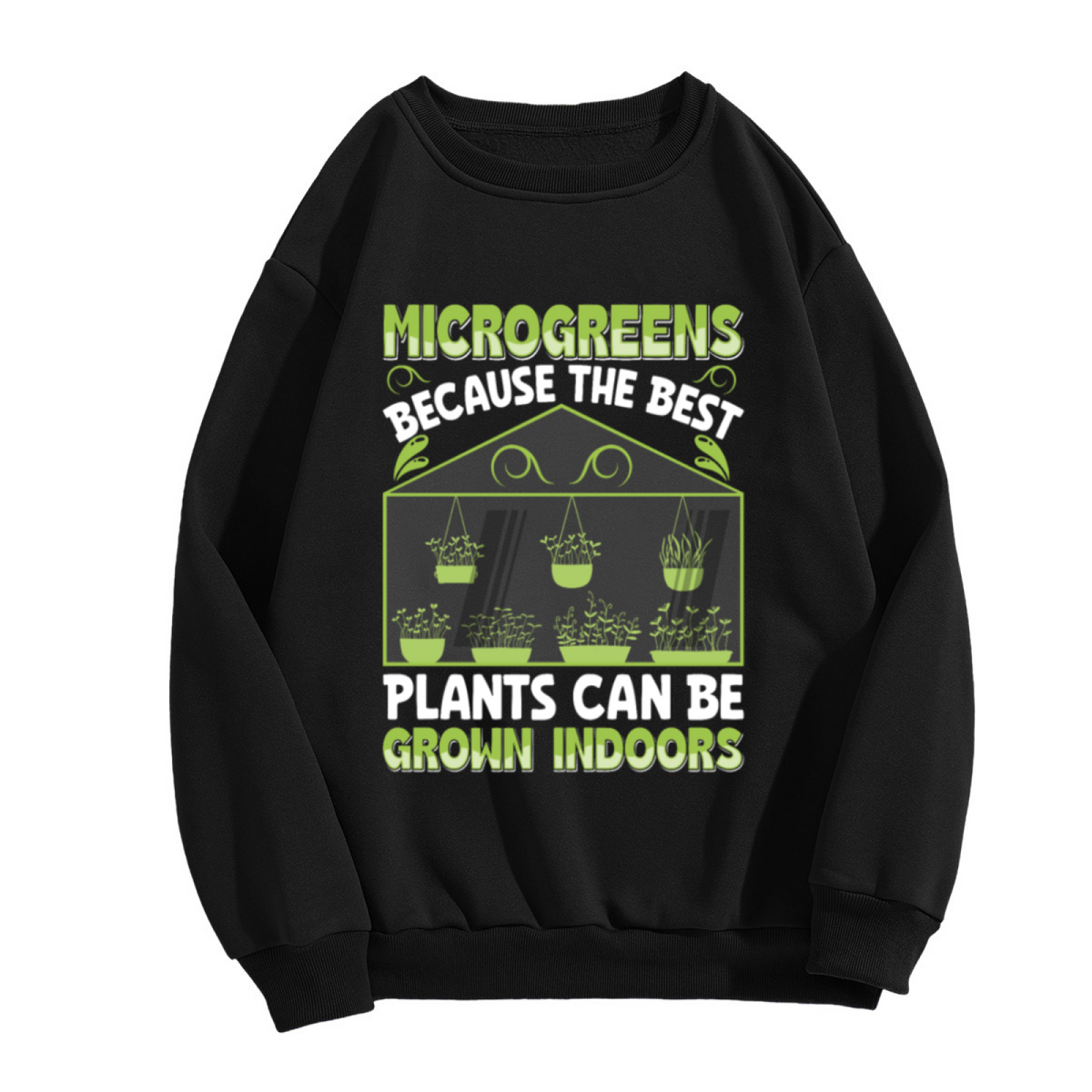 Microgreens Indoor Grow Sweatshirt | Funny Plant Shelf Graphic Crewneck, Indoor Gardening Pullover Top, Plant Mom Dad Gift