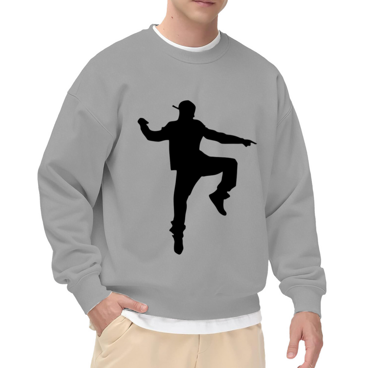 Hip Hop Dancer Silhouette Crewneck Sweatshirt | Street Dance Graphic Pullover, Urban Streetwear Top, Dancer Gift