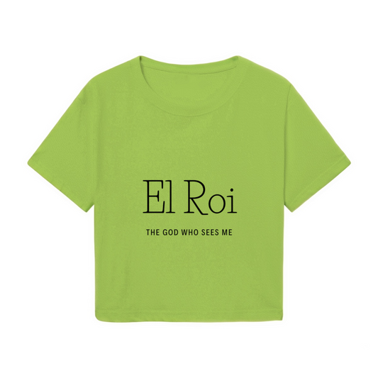 El Roi Faith Quote Lime Green Crop Tee ¨C Minimal Religious Text Graphic Top