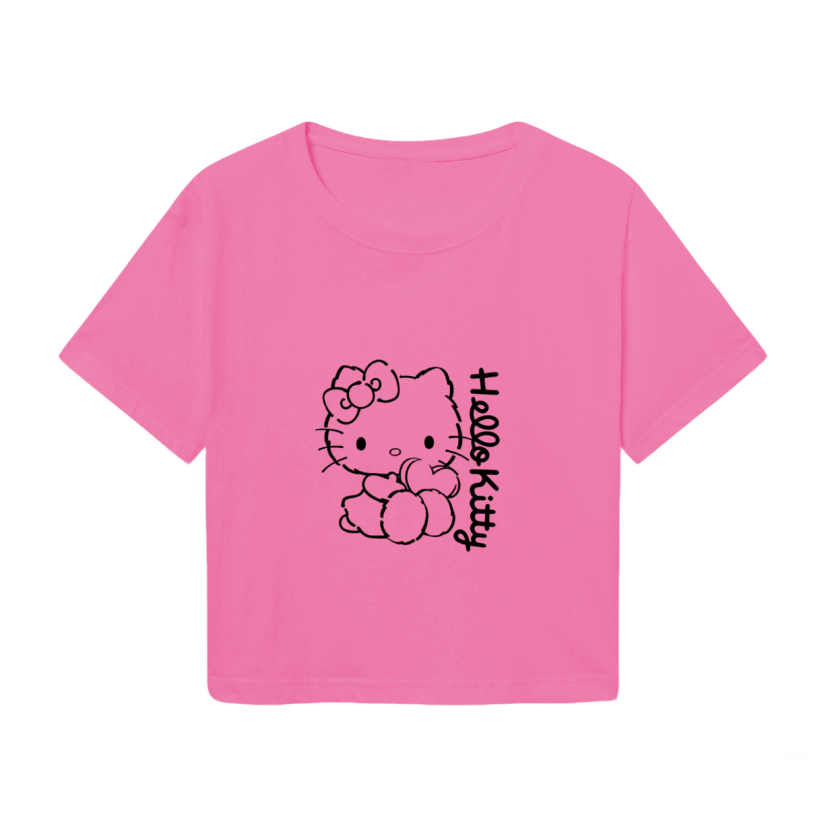 Minimal Hello Kitty Letter Art Aesthetic Pink Cropped Tee