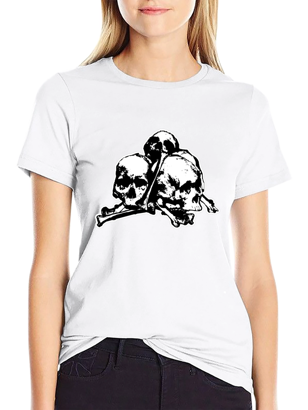 Skull & Crossbones Graphic Tee - Gothic Style