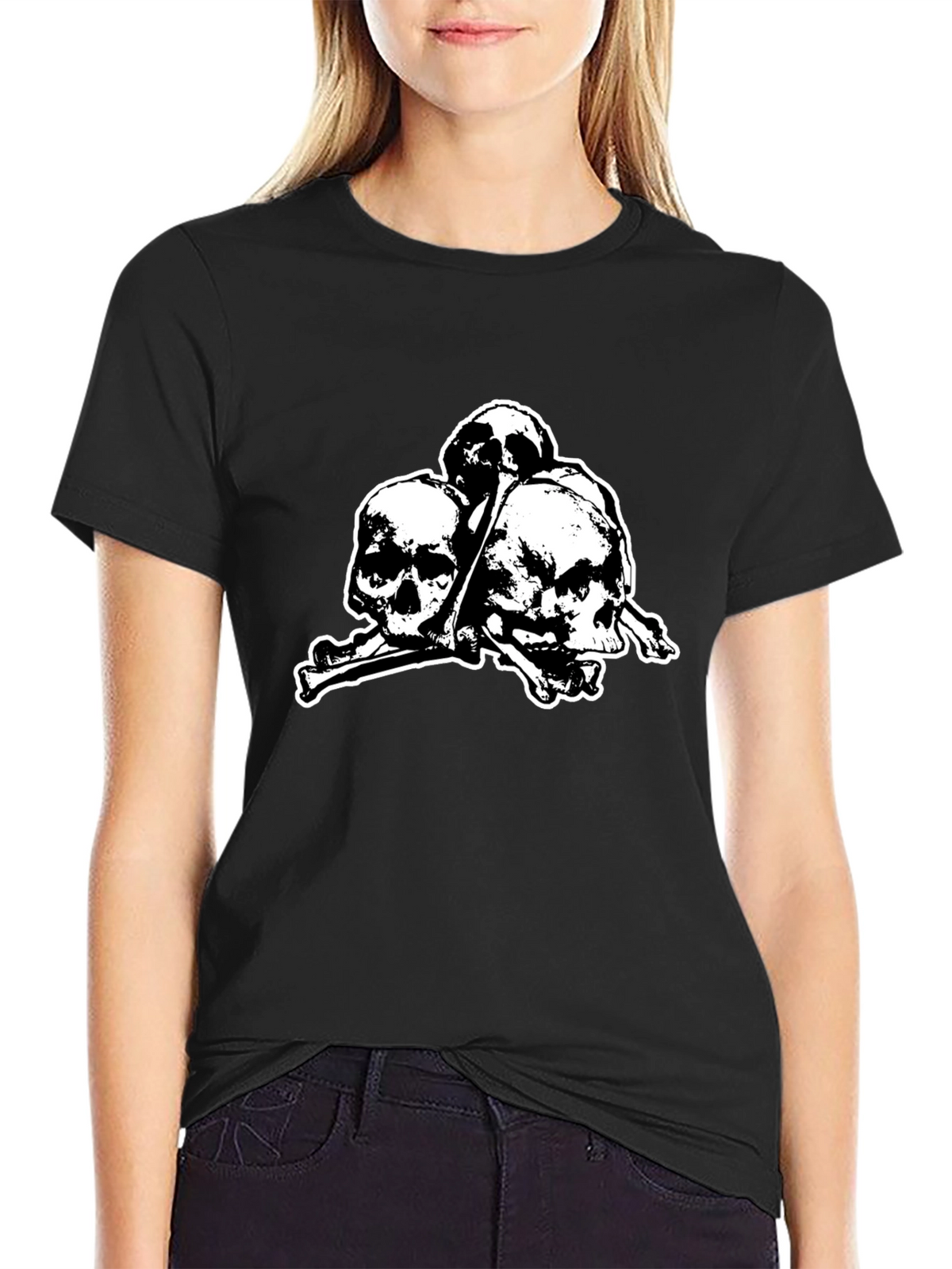 Skull & Crossbones Graphic Tee - Gothic Style