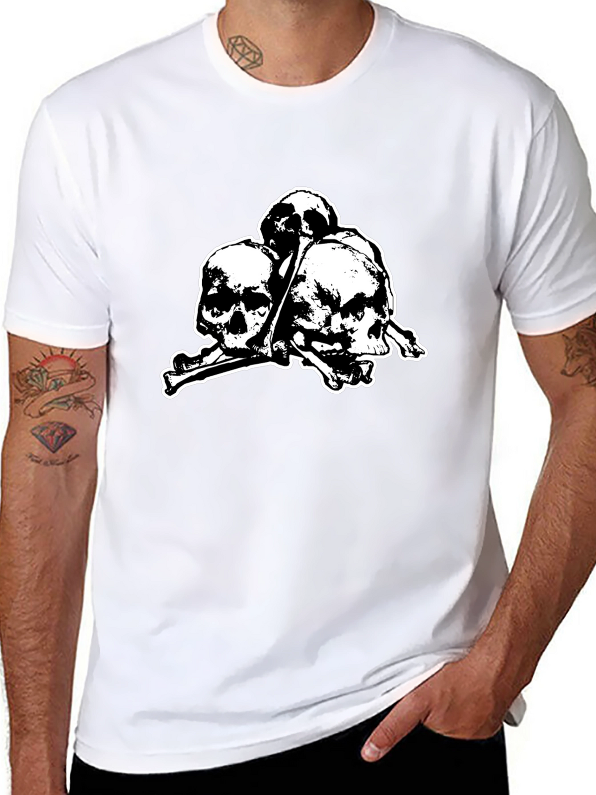Skull & Crossbones Graphic Tee - Gothic Style