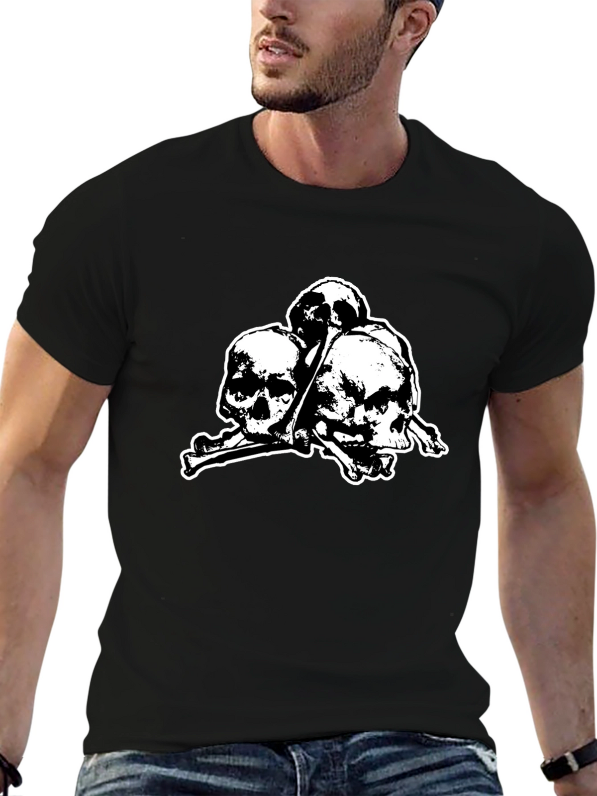 Skull & Crossbones Graphic Tee - Gothic Style