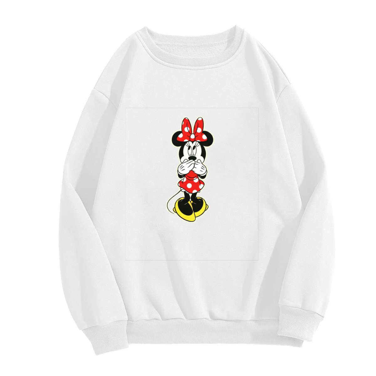 Funny Shy Cover?Mouth Minnie Mouse Casual Crewneck Sweatshirt