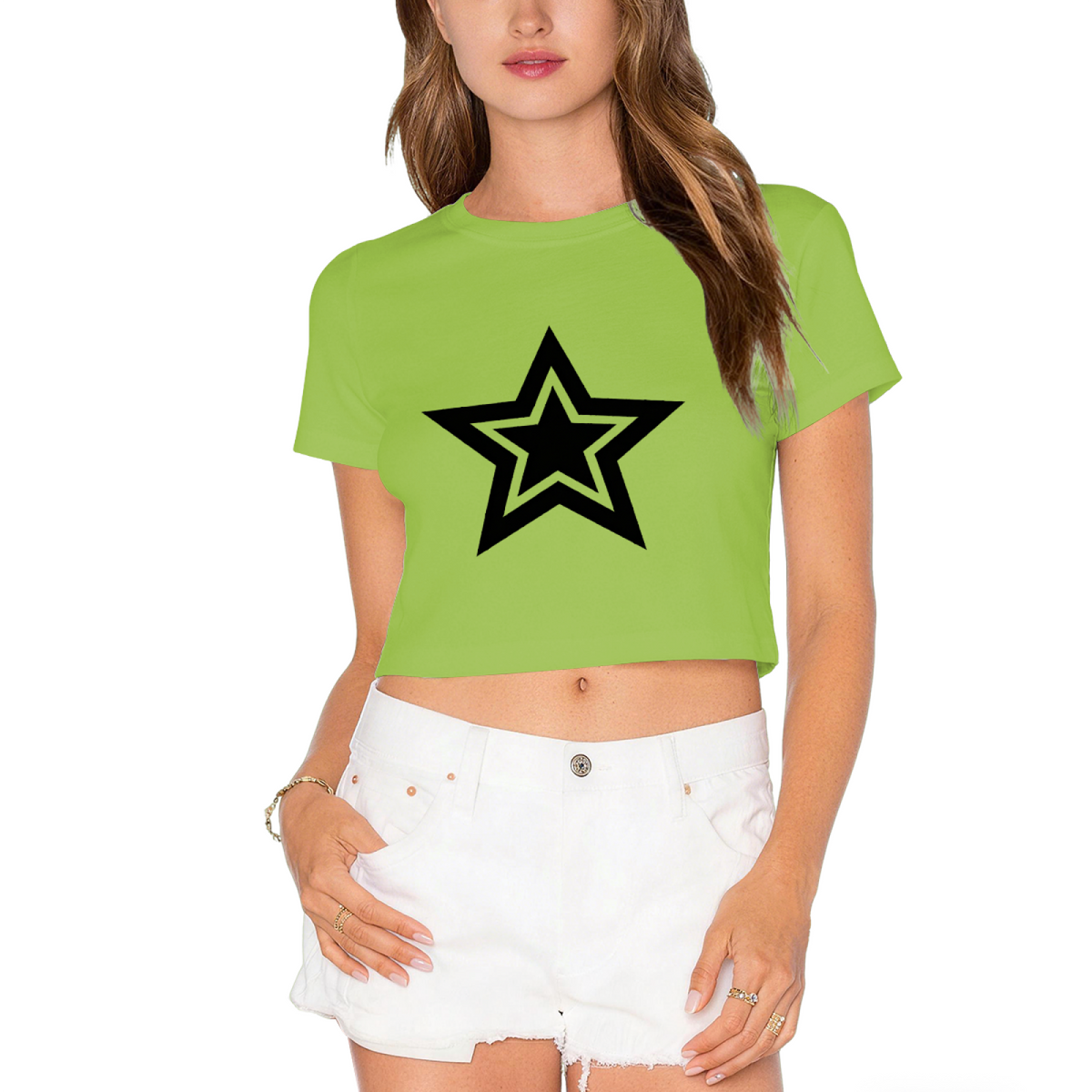 Double Layer Star Aesthetic Grey Crop Top