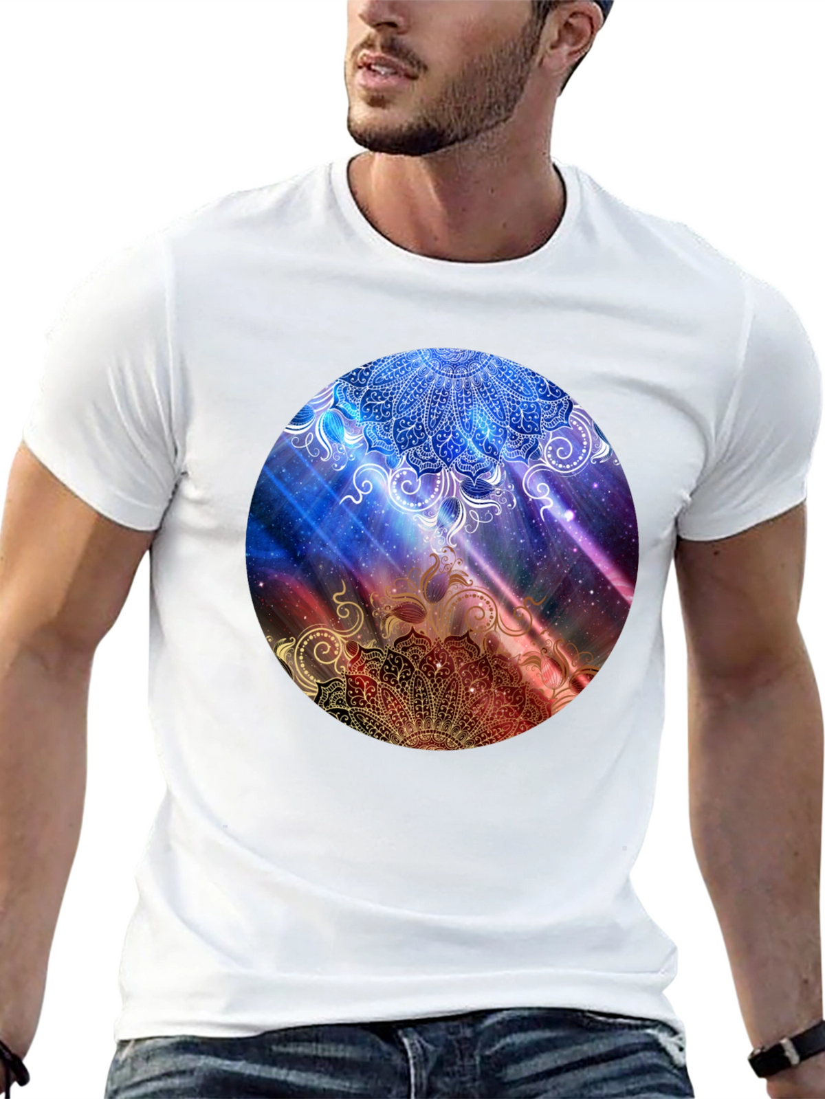 Mandala Galaxy Graphic Black T-Shirt