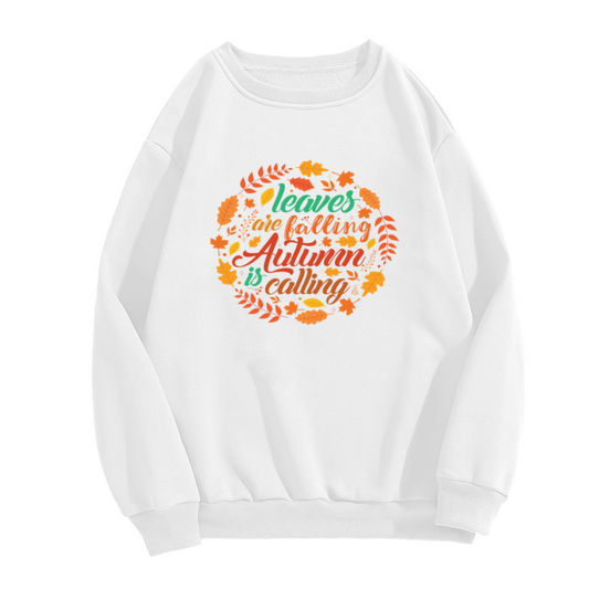 Leaves Are Falling Autumn Is Calling Fall Wreath Crewneck Sweatshirt | Cozy Autumn Leaves Pullover, Thanksgiving Gift